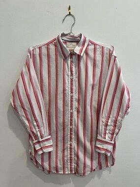 JCrew Re-Imagined Relaxed Striped Pink Button Down Size 2